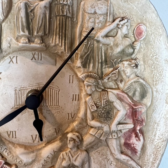 Hand painted Wall Clock Twelve Greek Roman Olympian Gods Sculpture Cast Stone - Picture 6 of 10